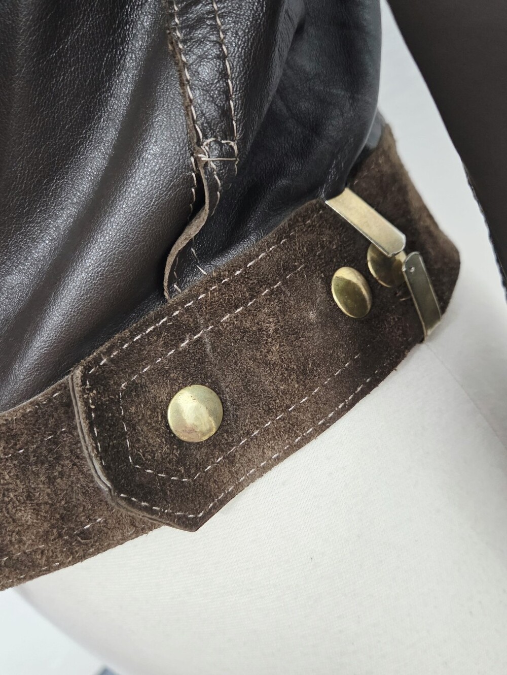 Vintage 70s reversible brown suede leather jacket aviator collared women's - Picture 7 of 8